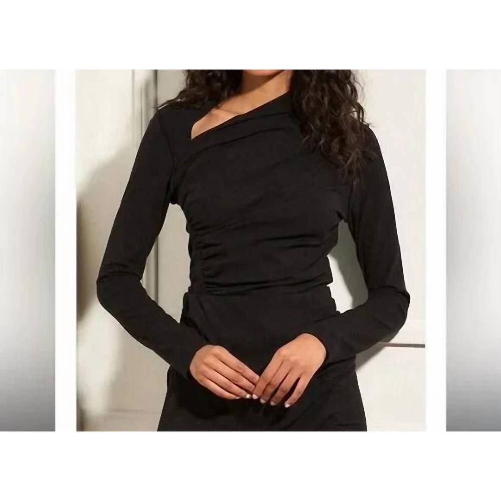 NEW R.G. KANE atlas rib knit top in black